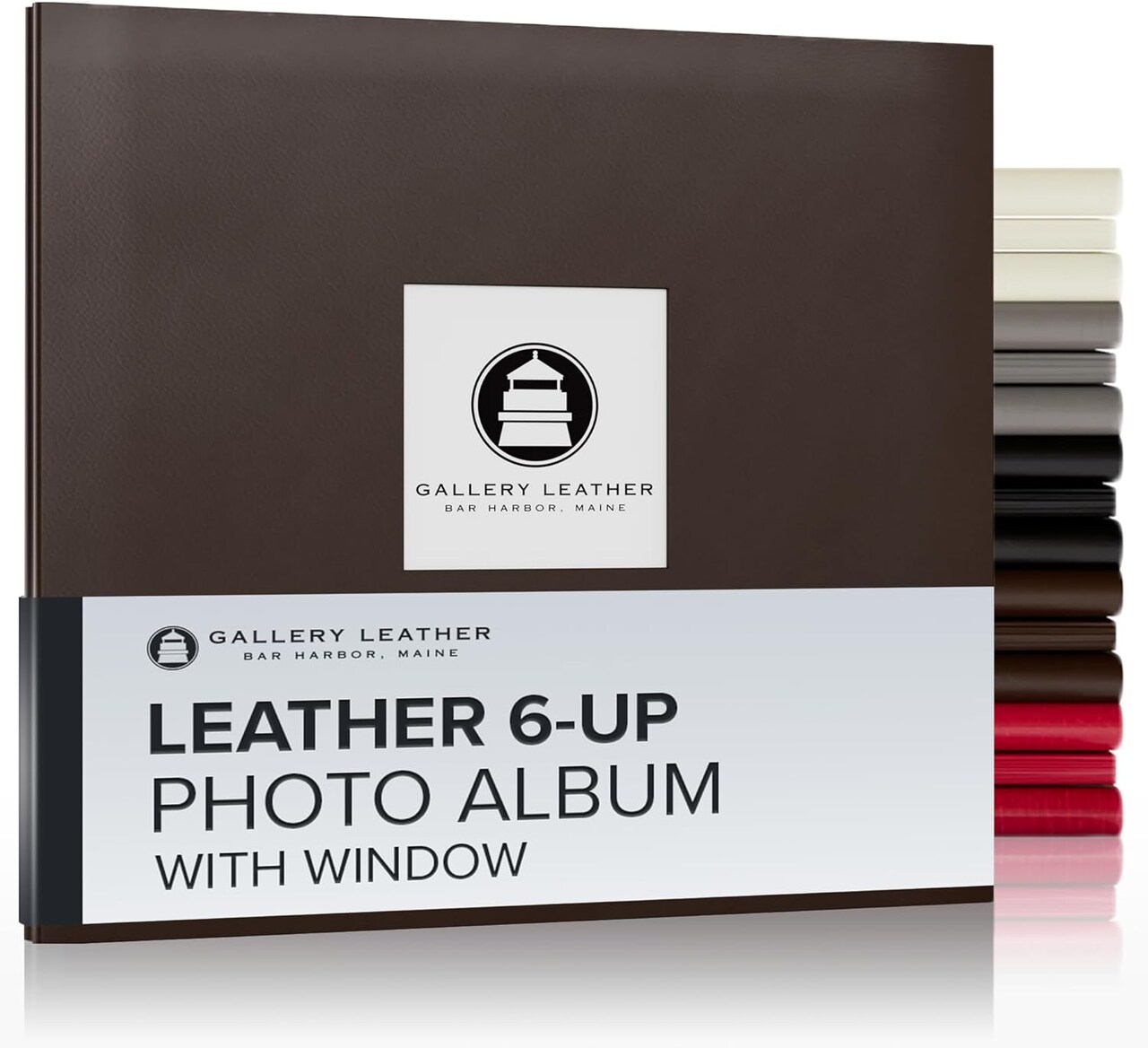 Gallery Leather Yarmouth 6 UP Photo Albums, Holds 4x6” photos, Bonded Leather, Post-Bound, 20 pages, - 12.75" x 14.5"